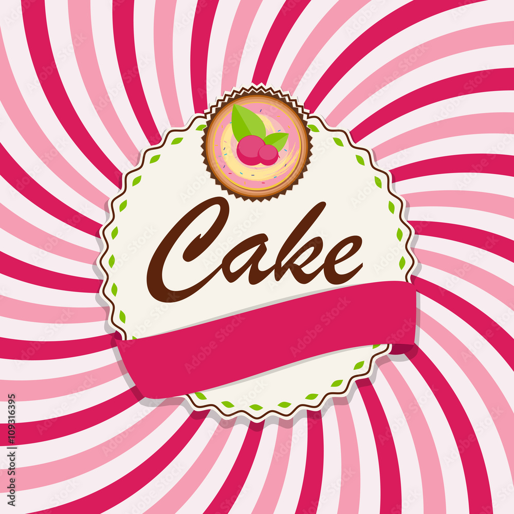 Sweet Cake with Berry Menu Background Vector Illustration