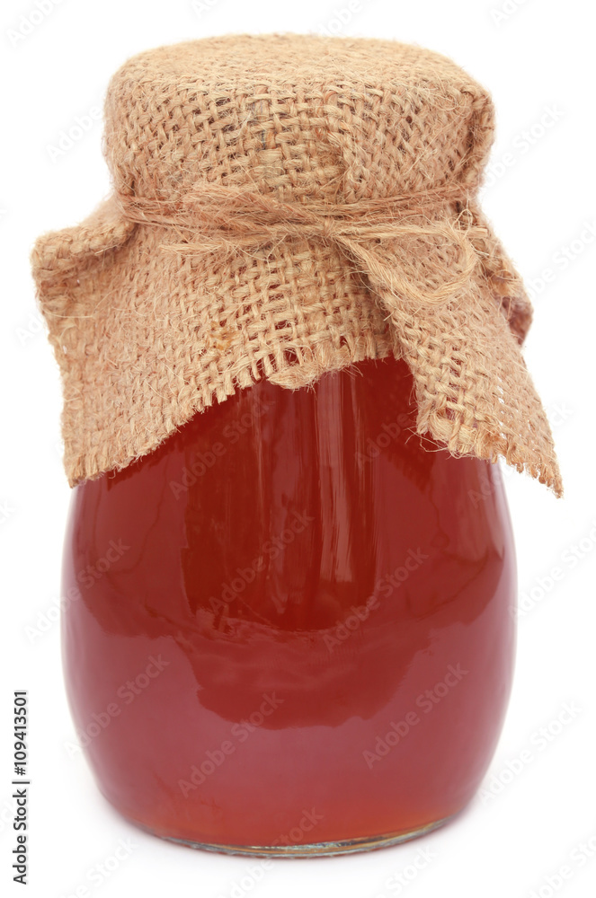 Honey in glass jar