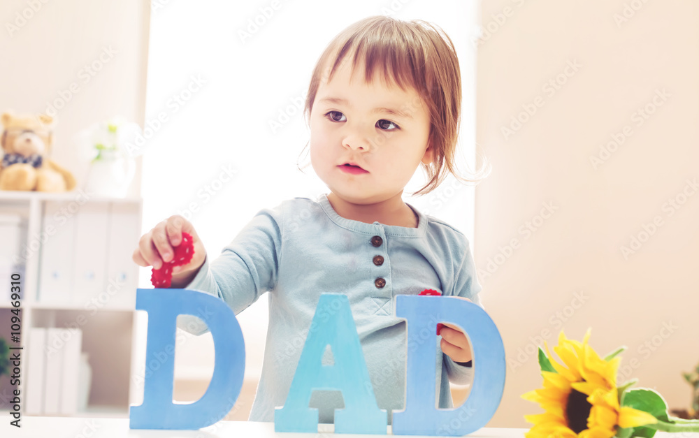 Toddler girl celebrating Fathers Day