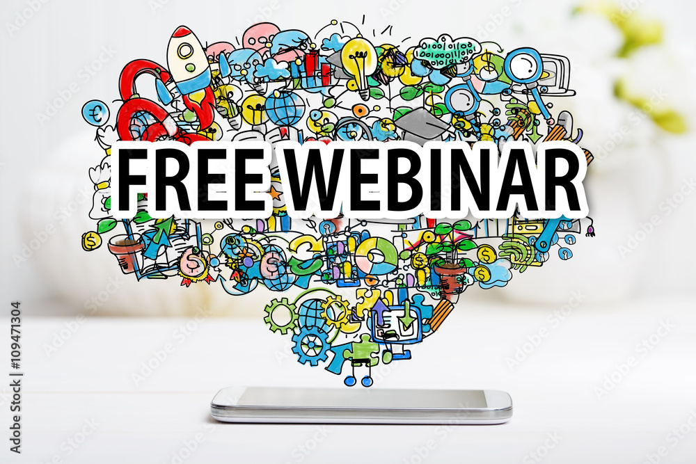 Free Webinar concept with smartphone