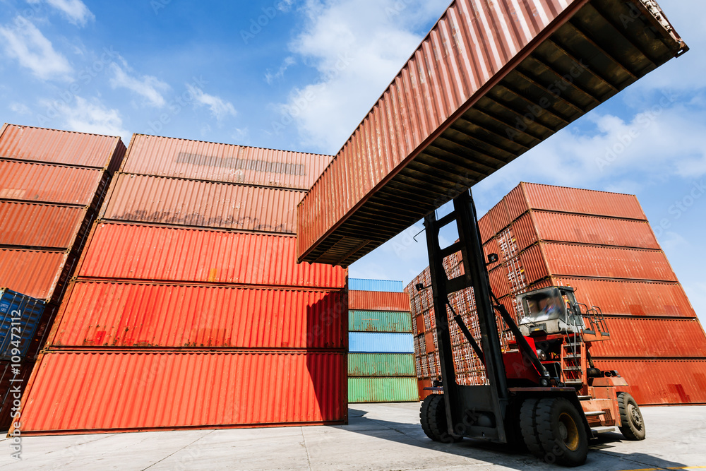 forklift handling container box loading for logistic