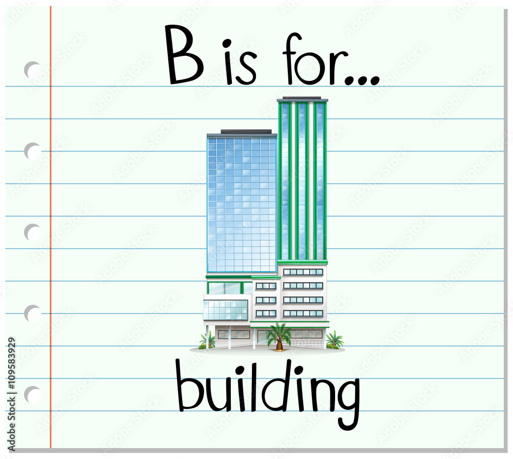 Flashcard letter B is for building