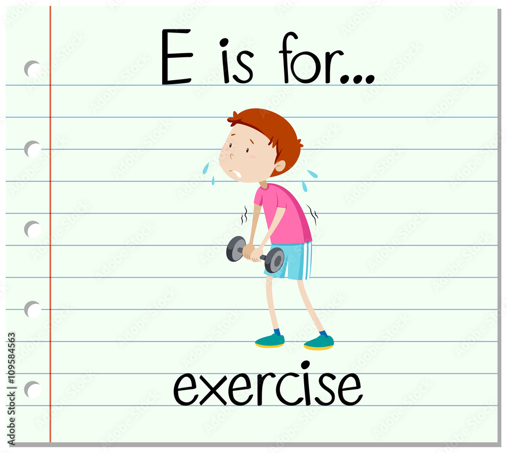 Flashcard letter E is for exercise