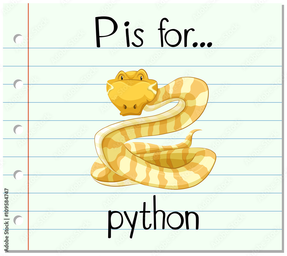 Flashcard letter P is for python