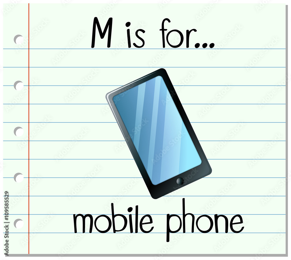 Flashcard letter M is for mobile phone