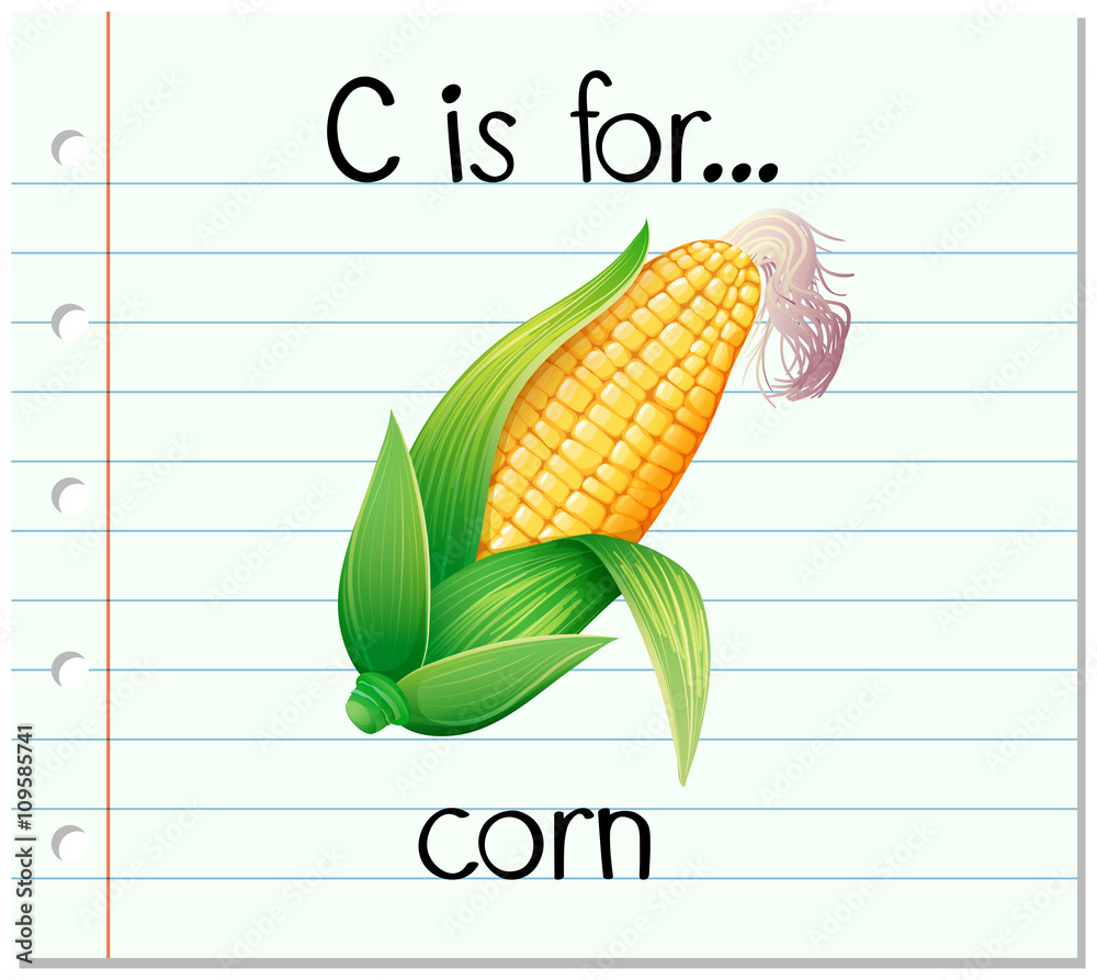 Flashcard alphabet c is for corn