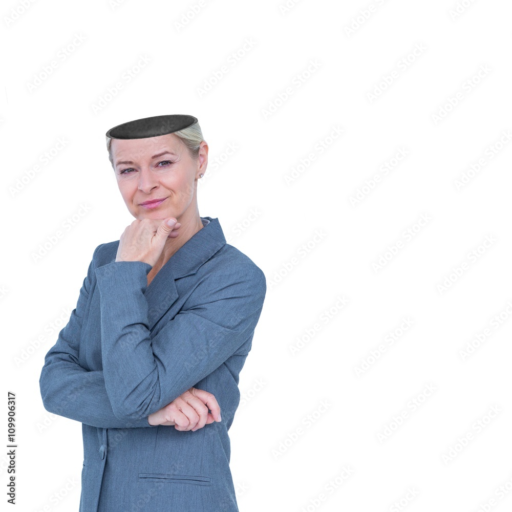 Businesswoman thinking with hand on chin