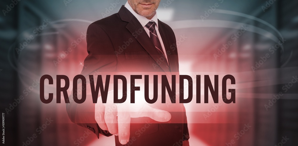 Composite image of the word crowdfunding against white backgroun