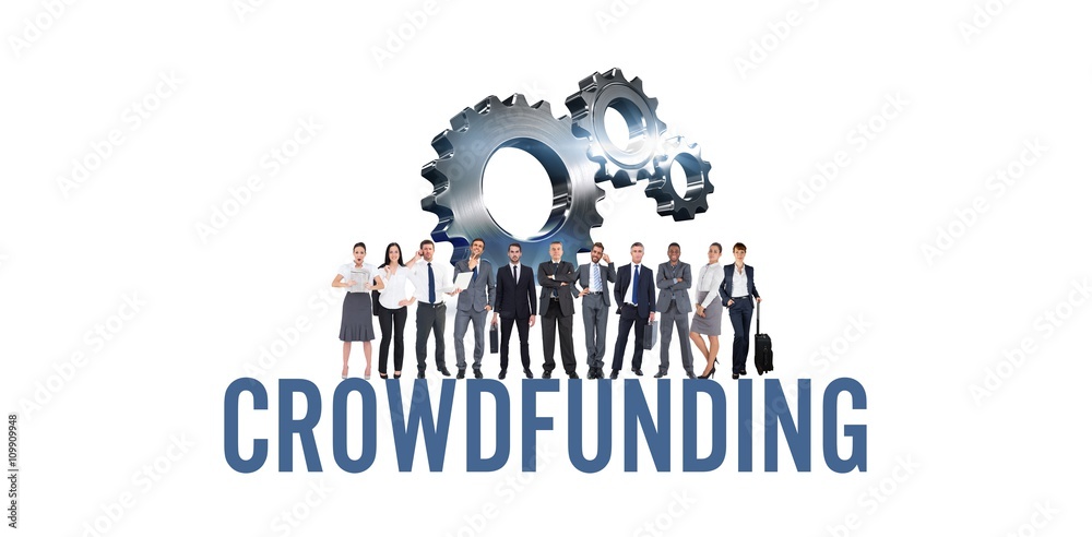 Composite image of the word crowdfunding against white backgroun