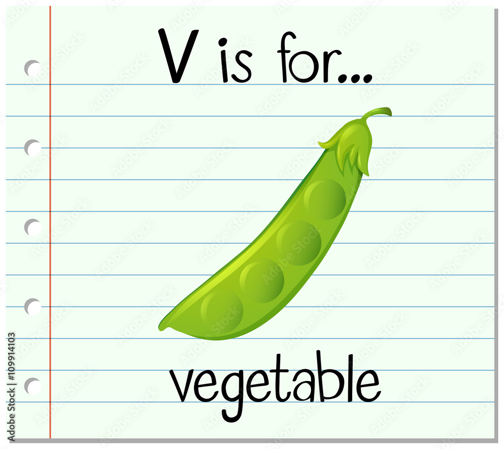 Flashcard letter V is for vegetable