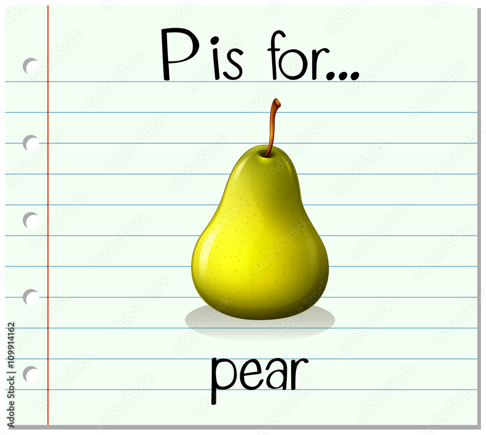 Flashcard letter P is for pear