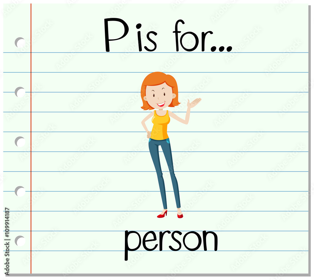 Flashcard letter P is for person