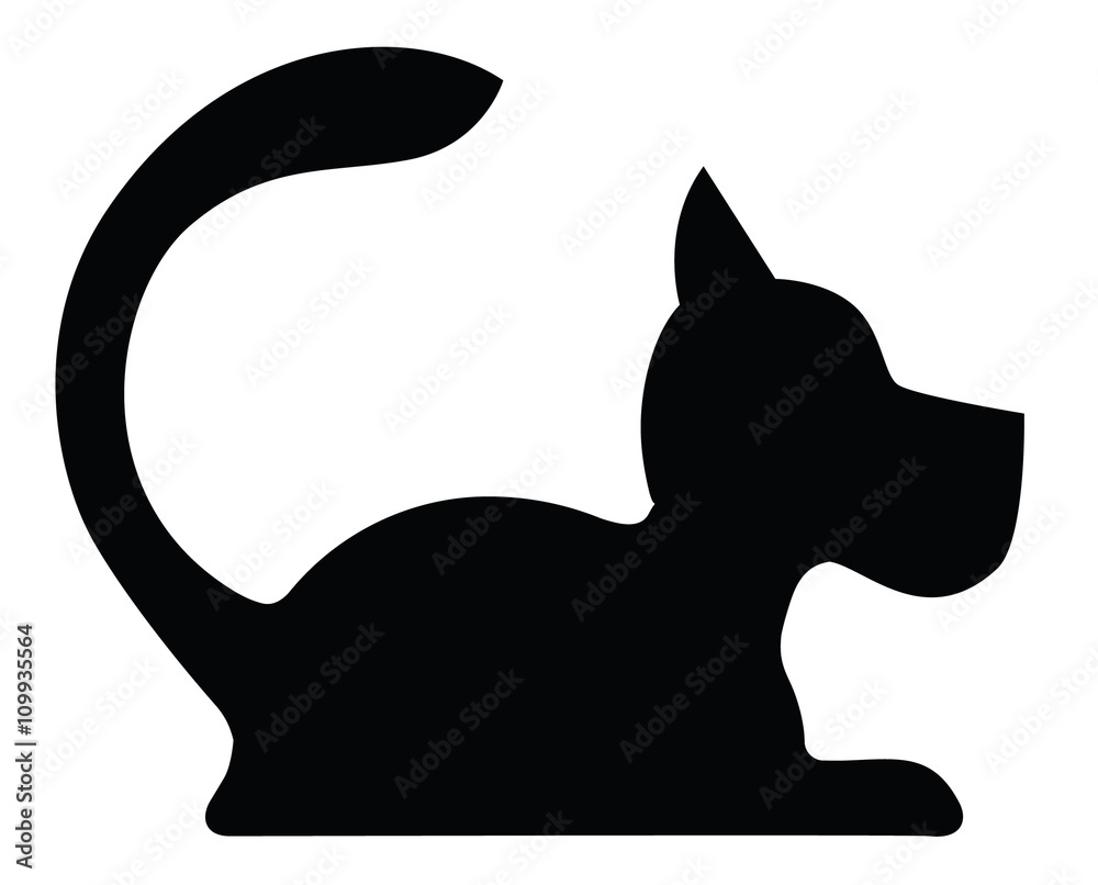 Symbolic Silhouette of a Lying Dog  isolated on white