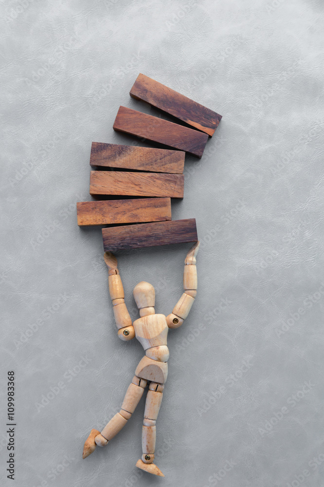 businessman presenting creative idea using wood block