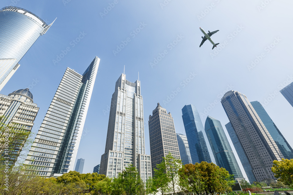 Lujiazui financial center park scenery in Shanghai，china