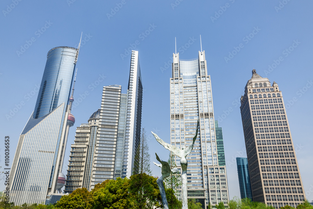 Lujiazui financial center park scenery in Shanghai，china