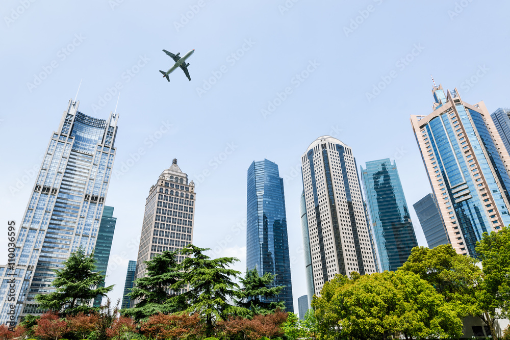 Lujiazui financial center park scenery in Shanghai，china