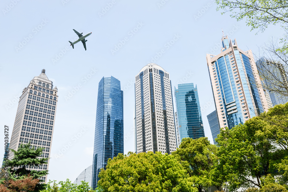 Lujiazui financial center park scenery in Shanghai，china