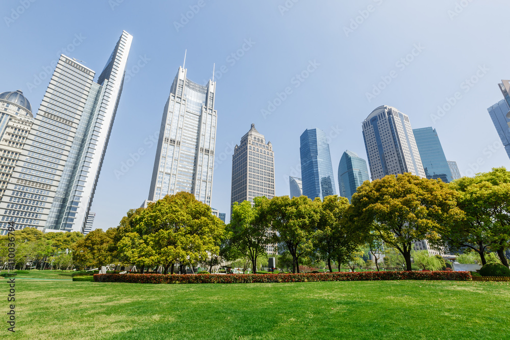 Lujiazui financial center park scenery in Shanghai，china