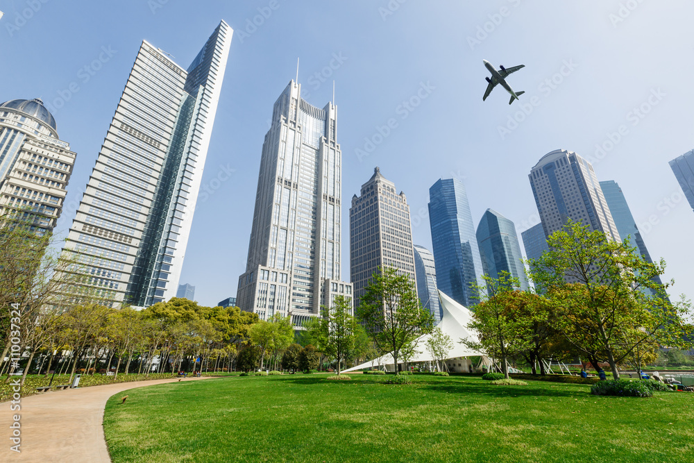 Lujiazui financial center park scenery in Shanghai，china