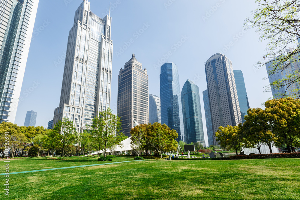 Lujiazui financial center park scenery in Shanghai，china