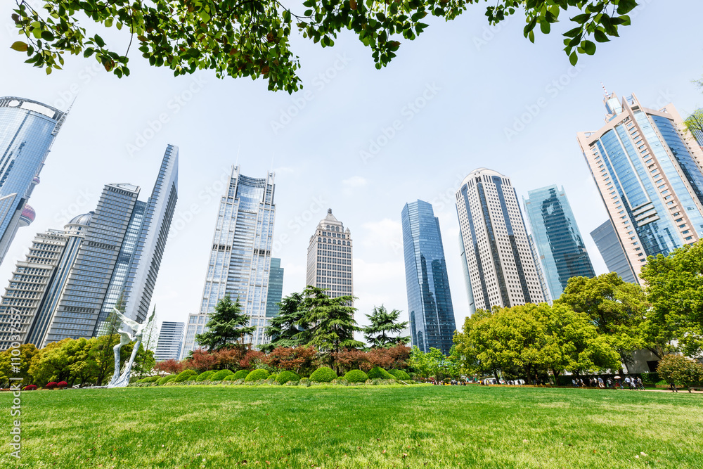 Lujiazui financial center park scenery in Shanghai，china