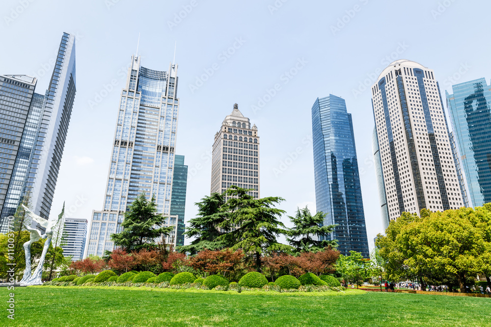 Lujiazui financial center park scenery in Shanghai，china