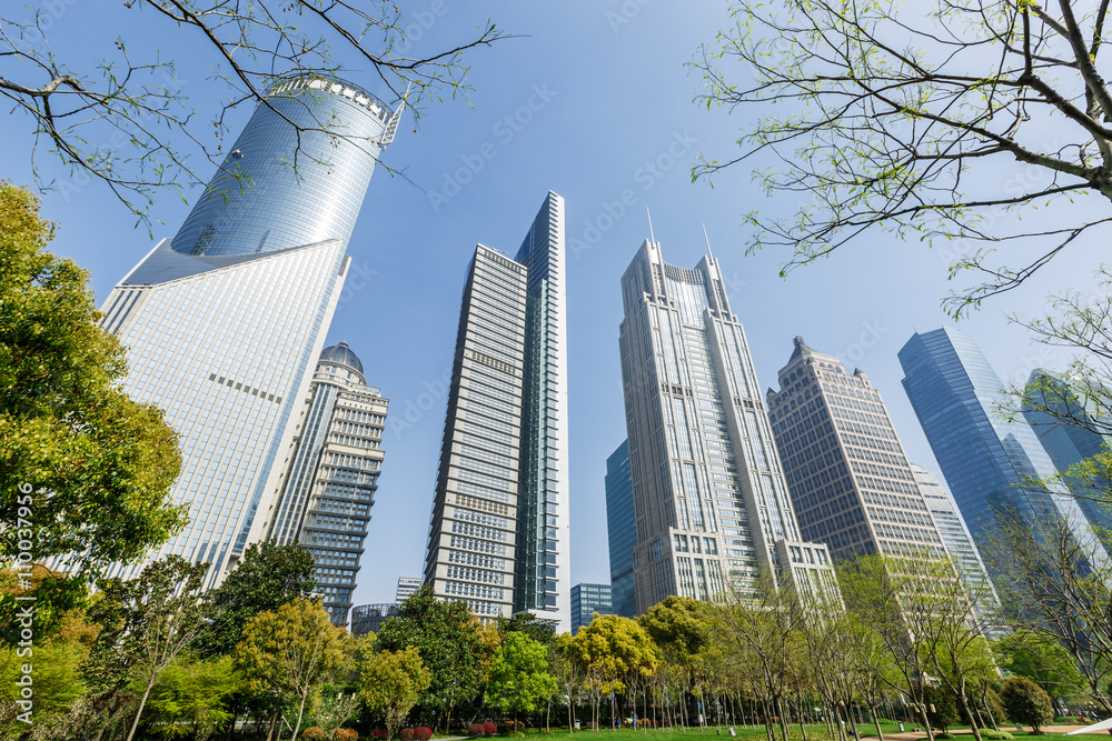 Lujiazui financial center park scenery in Shanghai，china