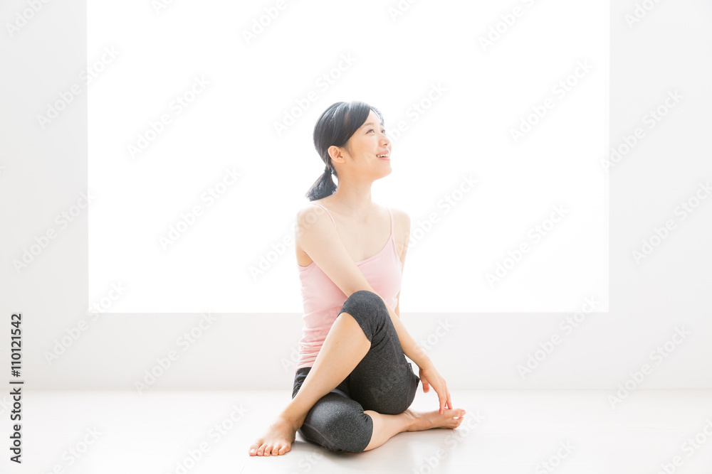 attractive asian woman exercise image