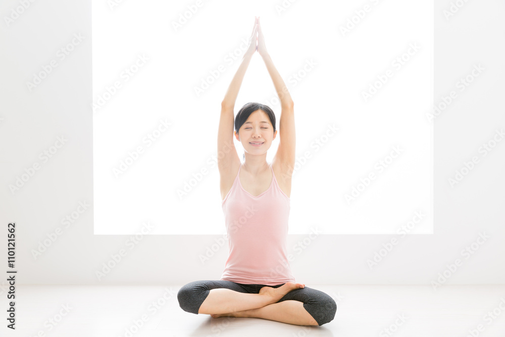 attractive asian woman exercise image