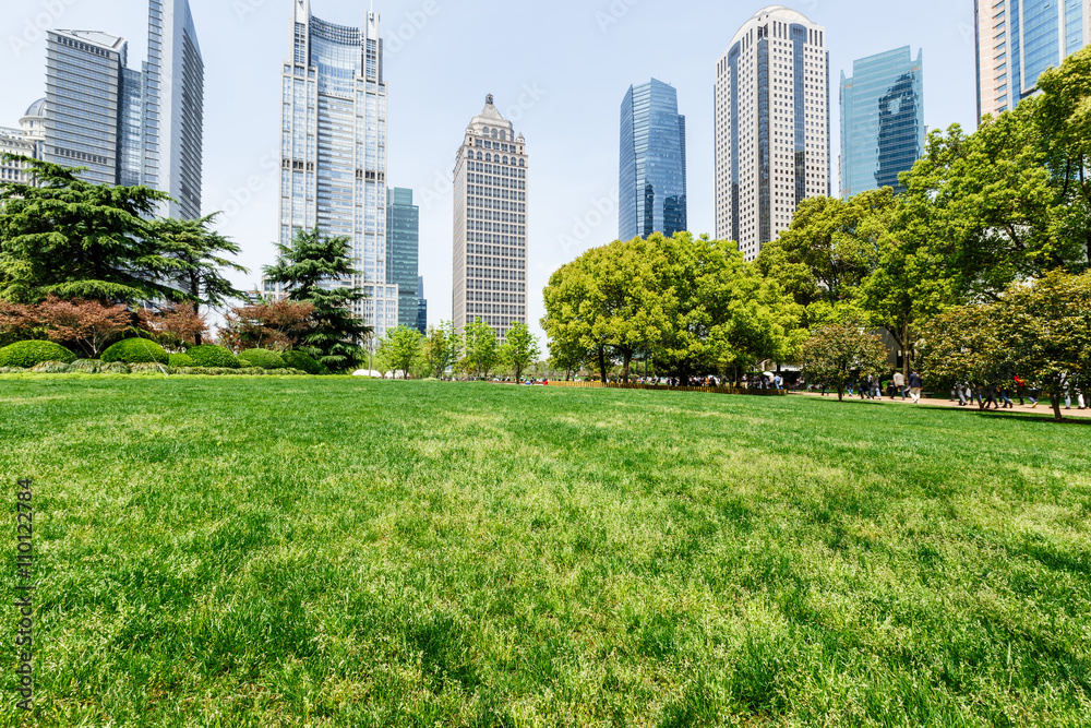 greenbelt park in Lujiazui financial center，Shanghai，china