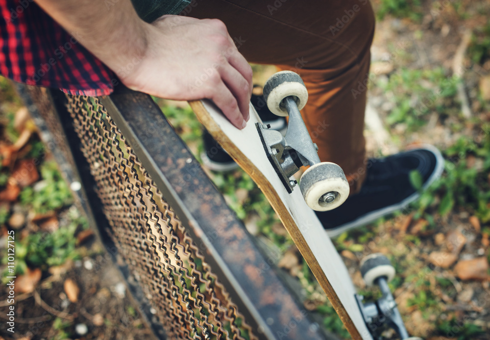 Man Skateboarder Lifestyle Relax Hipster Concept