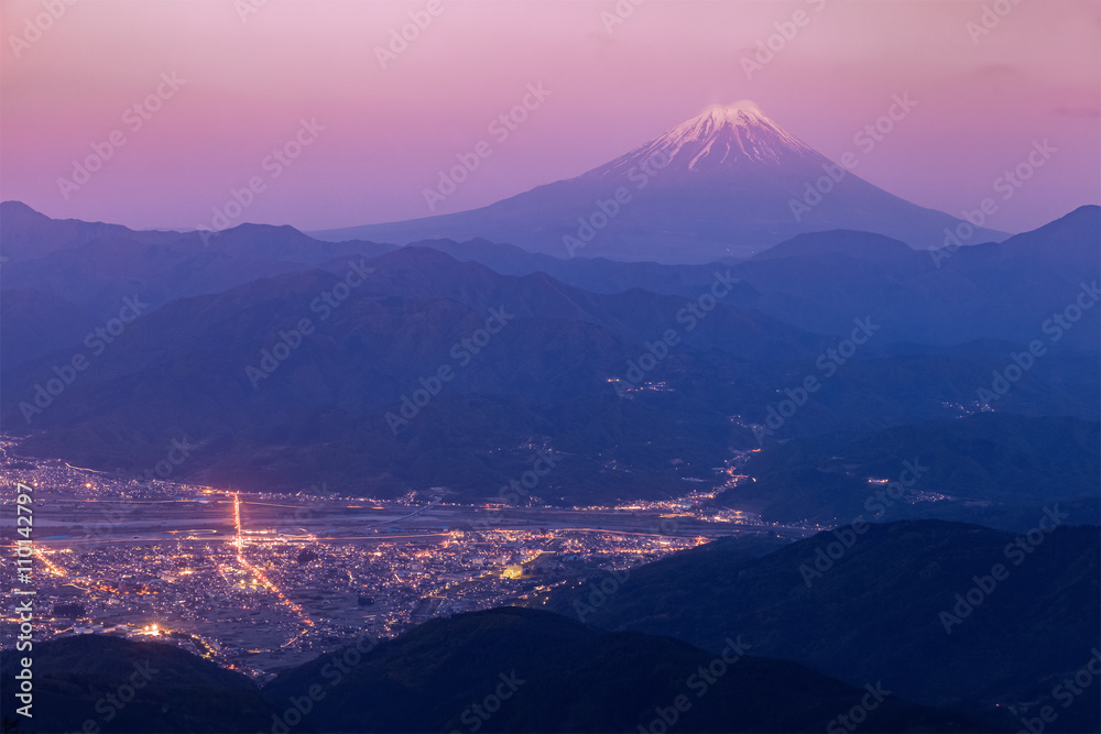 Mt.Fuji and Kofu city in early morning