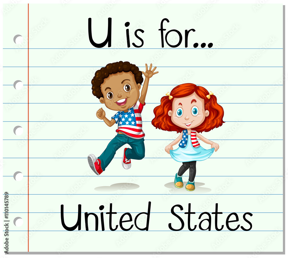 Flashcard letter U is for united states