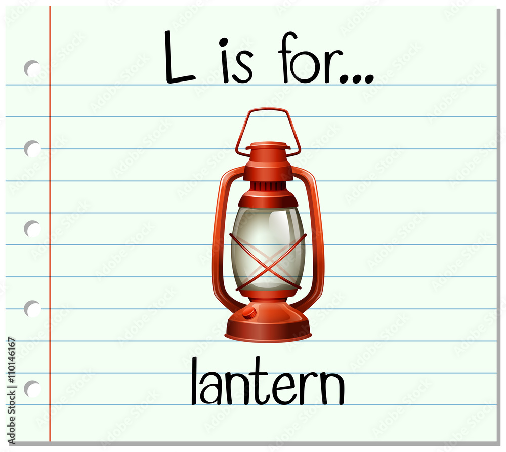 Flashcard letter L is for lantern