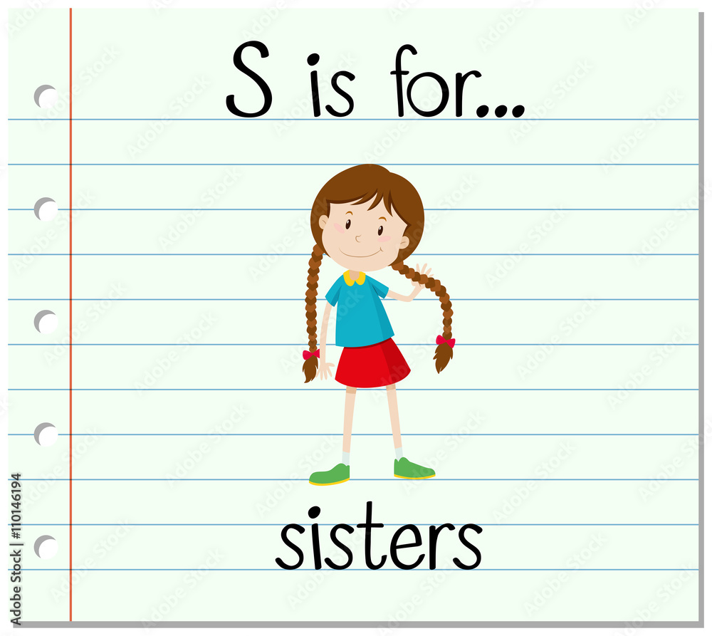 Flashcard letter S is for sisters