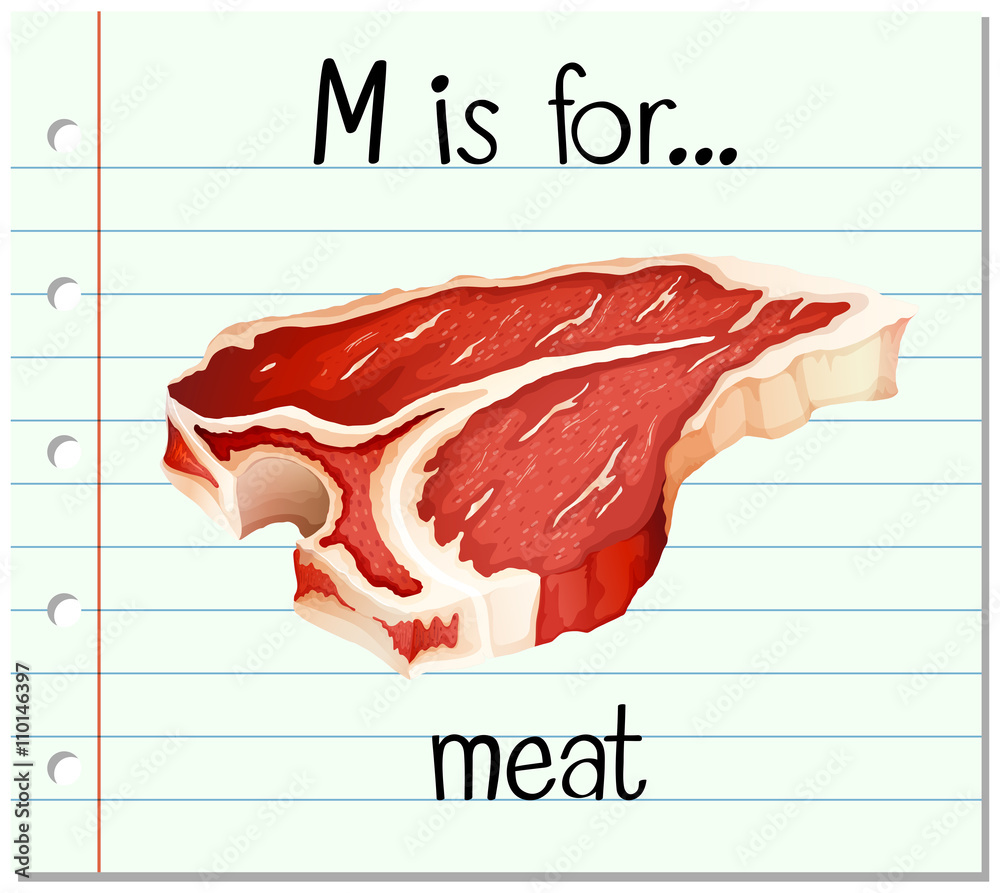 抽认卡字母M代表肉