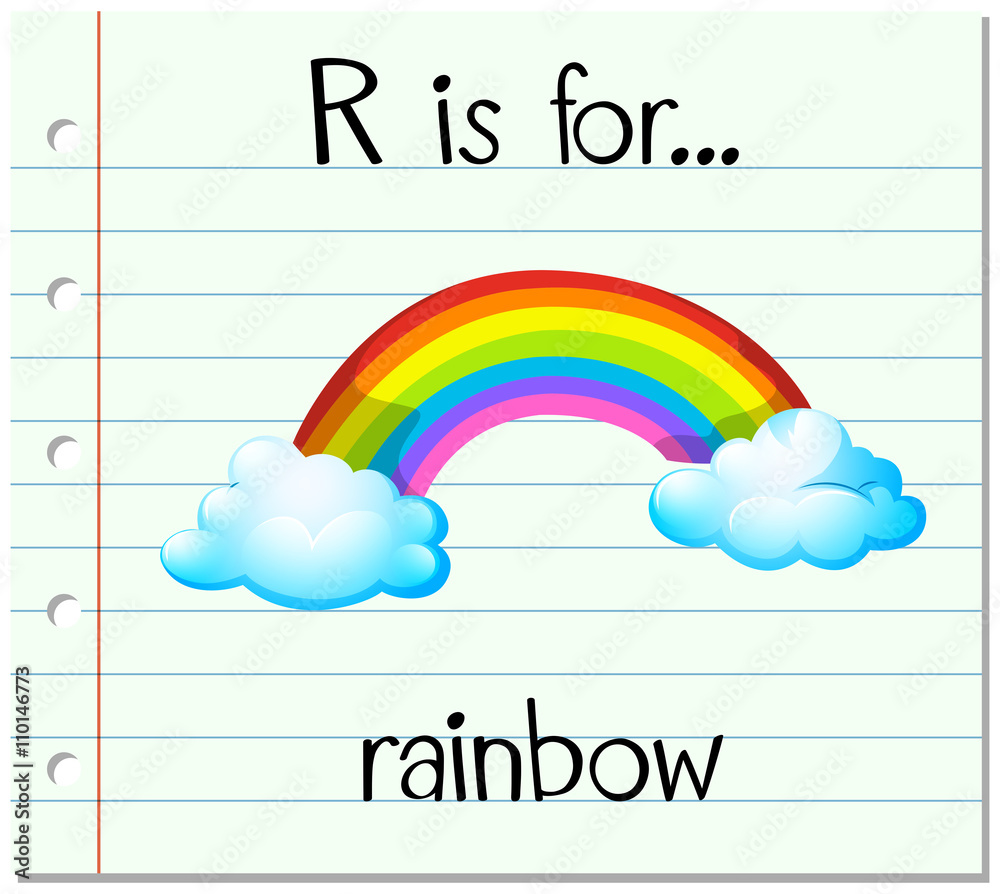 Flashcard letter R is for rainbow