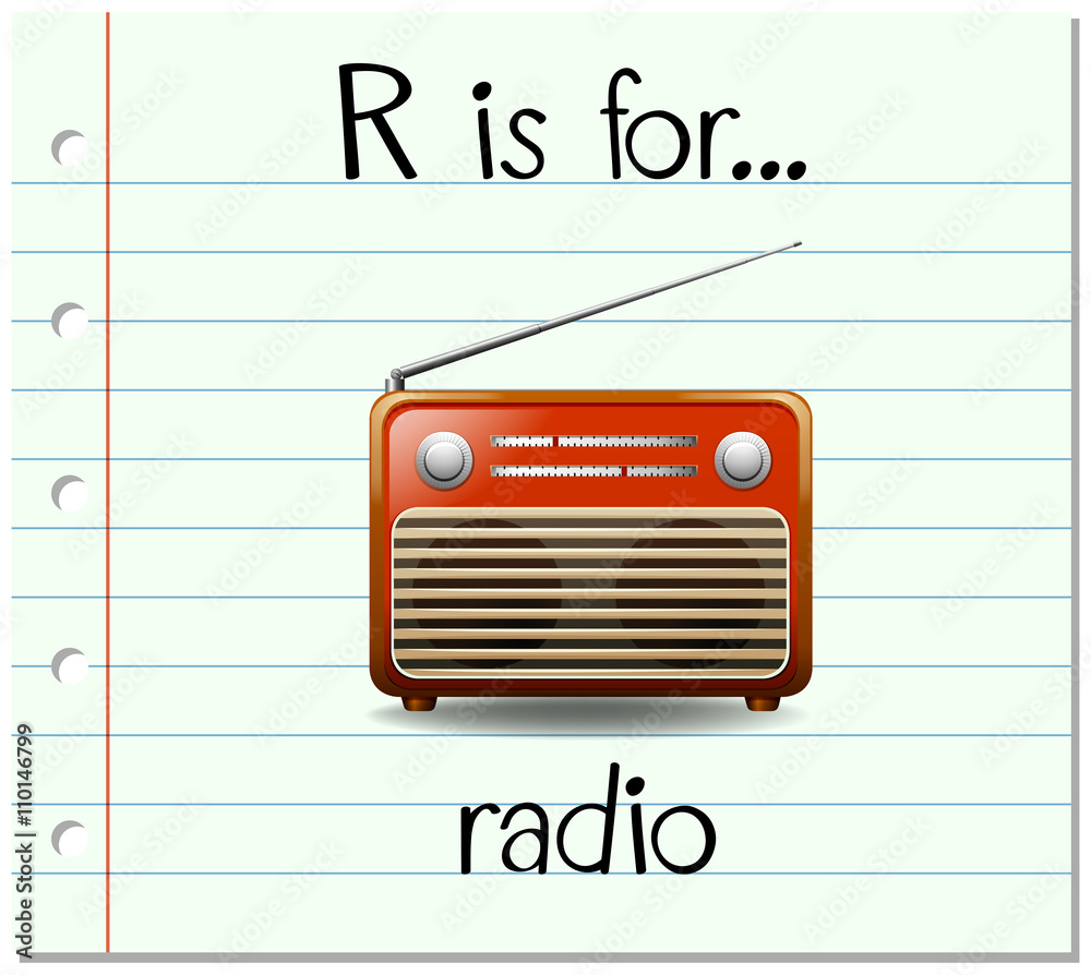 Flashcard字母R用于收音机