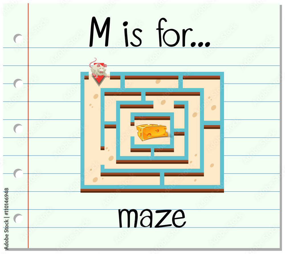 Flashcard letter M is for maze