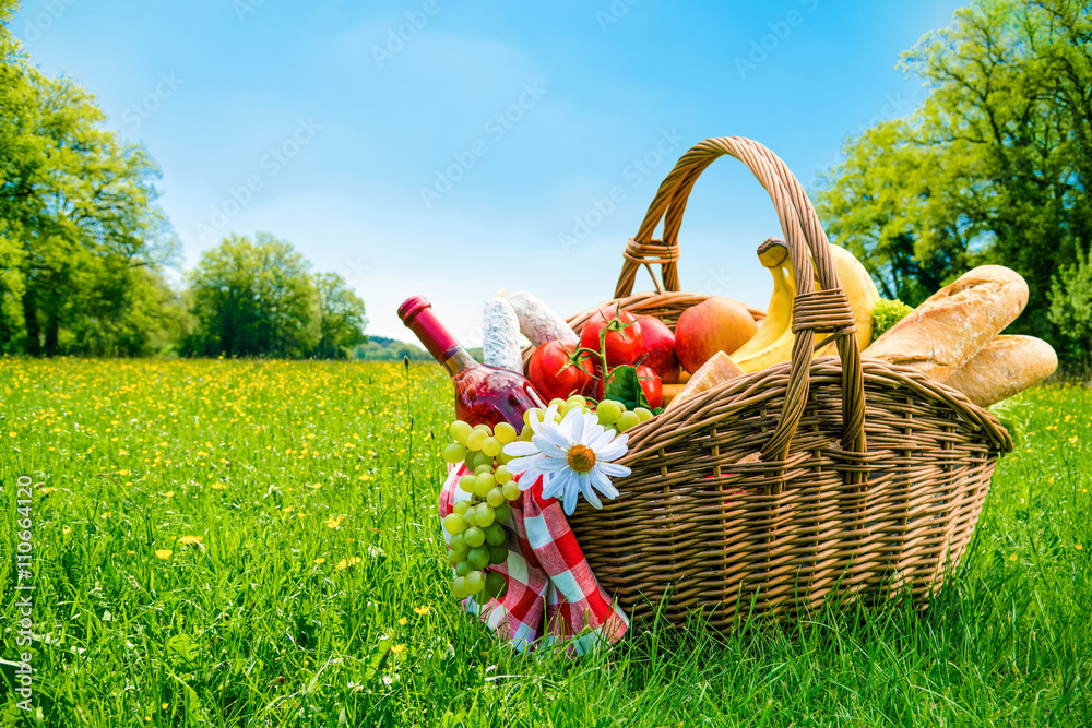 picnic setting on meadow