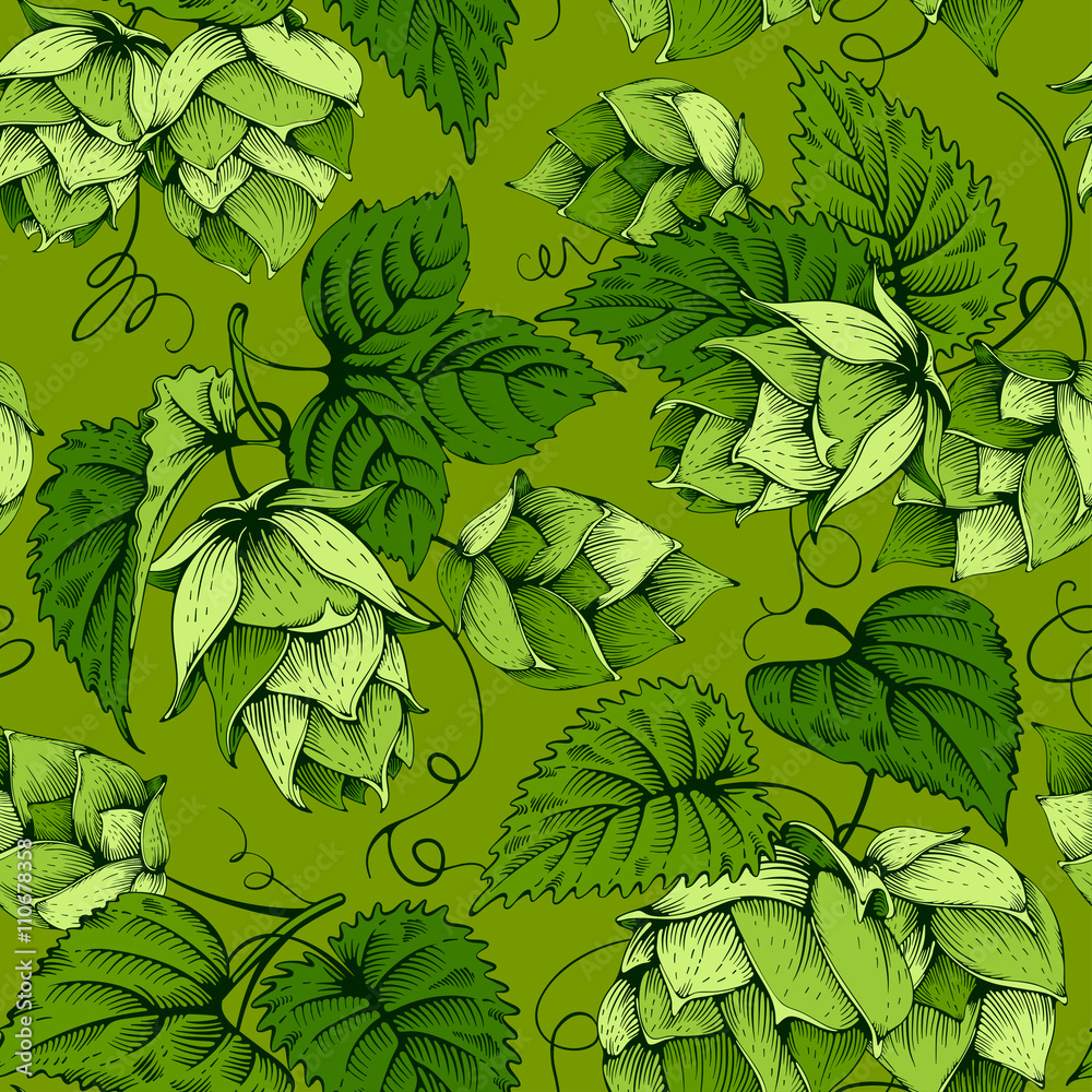 Hops seamless pattern