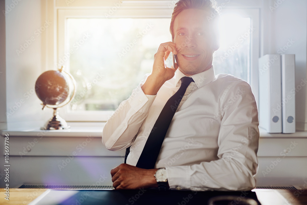 white executive business man talking on the phone