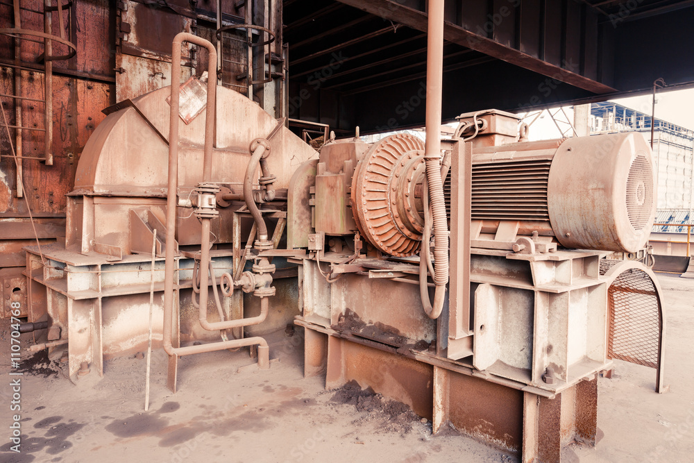 Abstract industrial equipment scene in the old steel mill