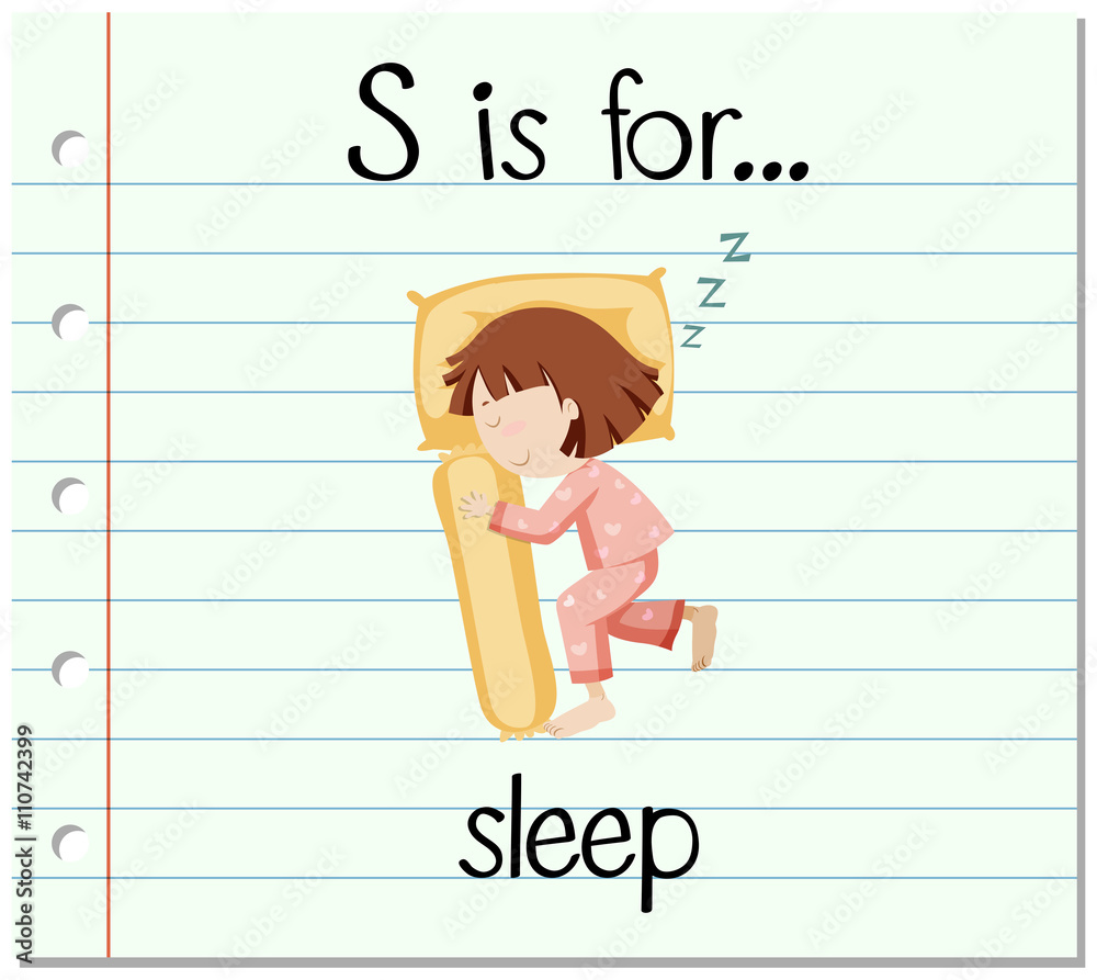 Flashcard letter S is for sleep