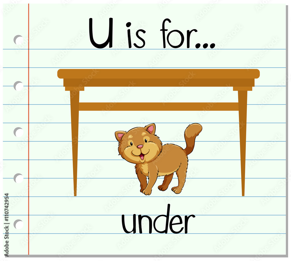 Flashcard letter U is for under