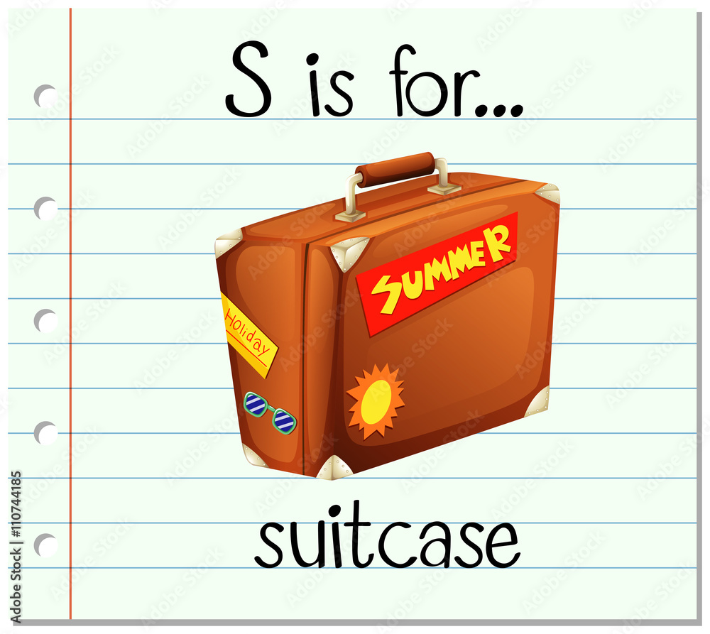 Flashcard letter S is for suitcase