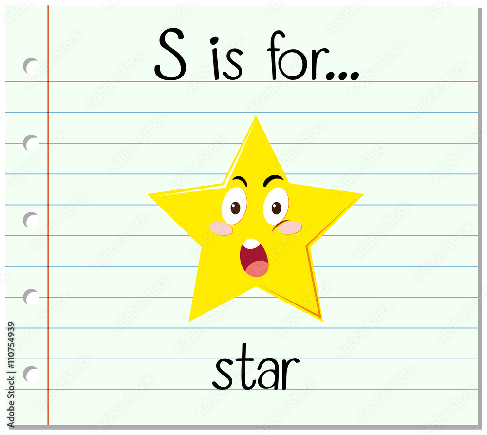 Flashcard letter S is for star