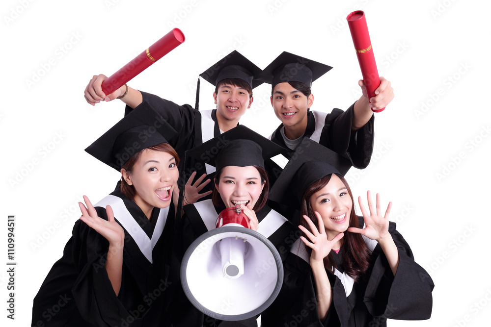 group of happy graduates student