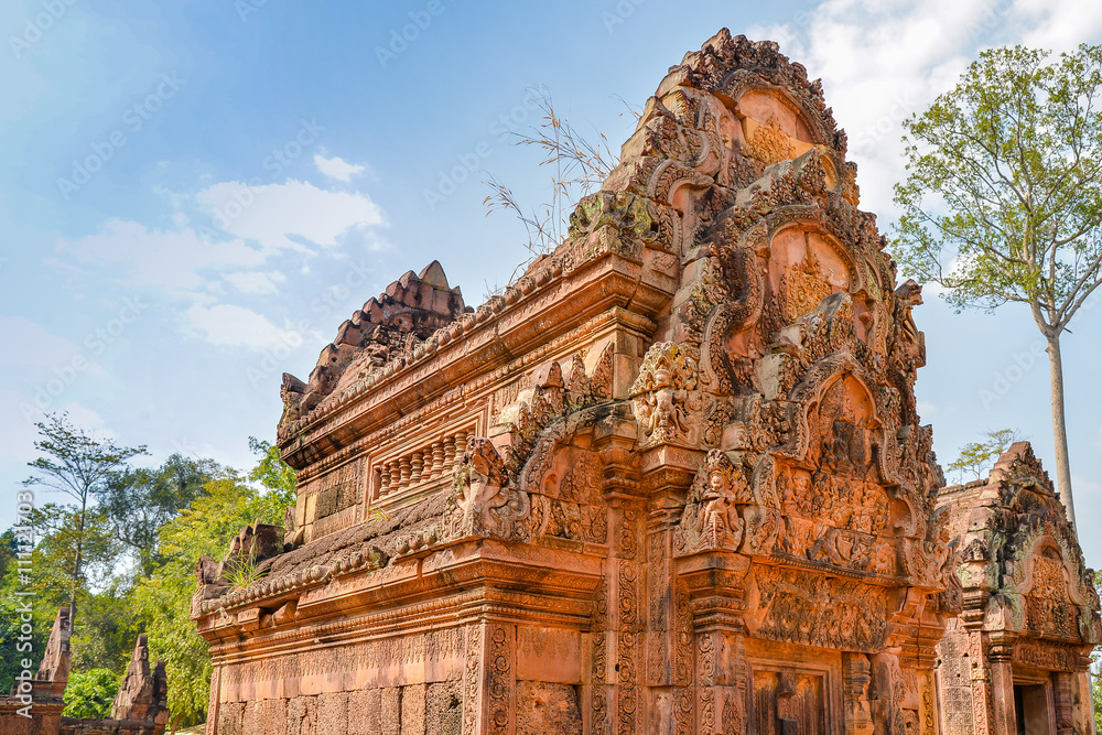 Banteay Srei，一座10世纪的寺庙，供奉印度教湿婆神-柬埔寨吴哥